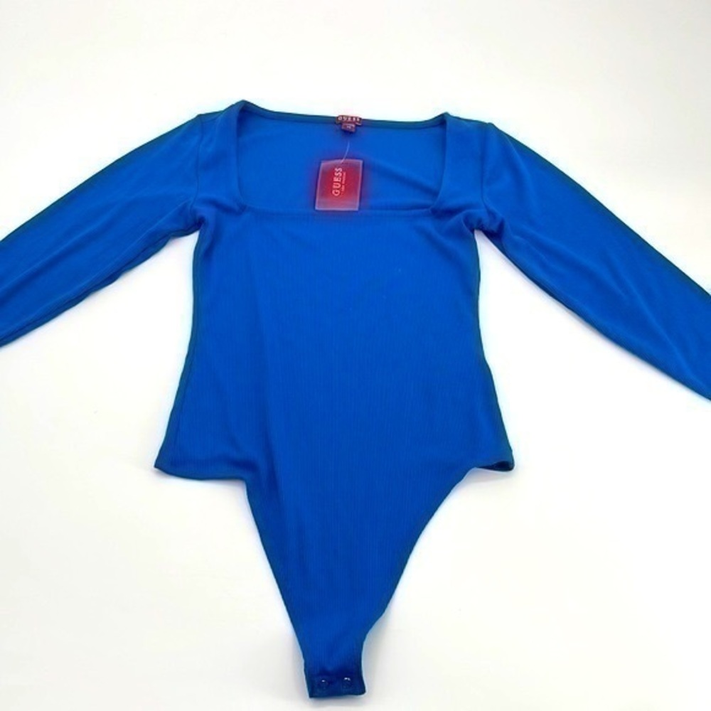 NWT Guess royal blue ribbed long sleeve bodysuit size XS